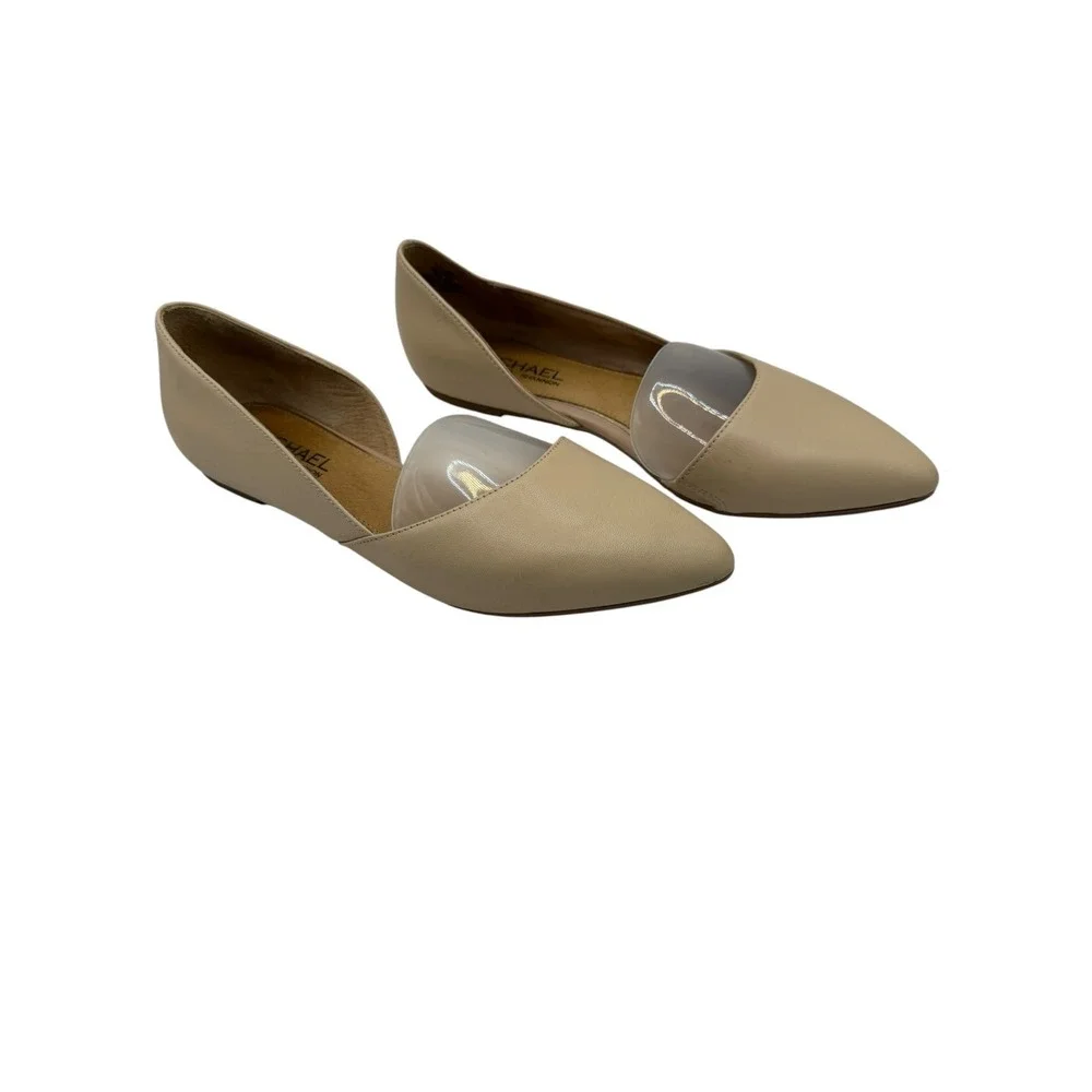 Michael‎ Shannon Alyssa Flats Women 9 Beige d'Orsay Pointed Toe Leather Preppy